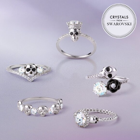 Skull crown ring with Swarovski Crystals Charmed Aroma Skull Collection - Picture 8 of 8